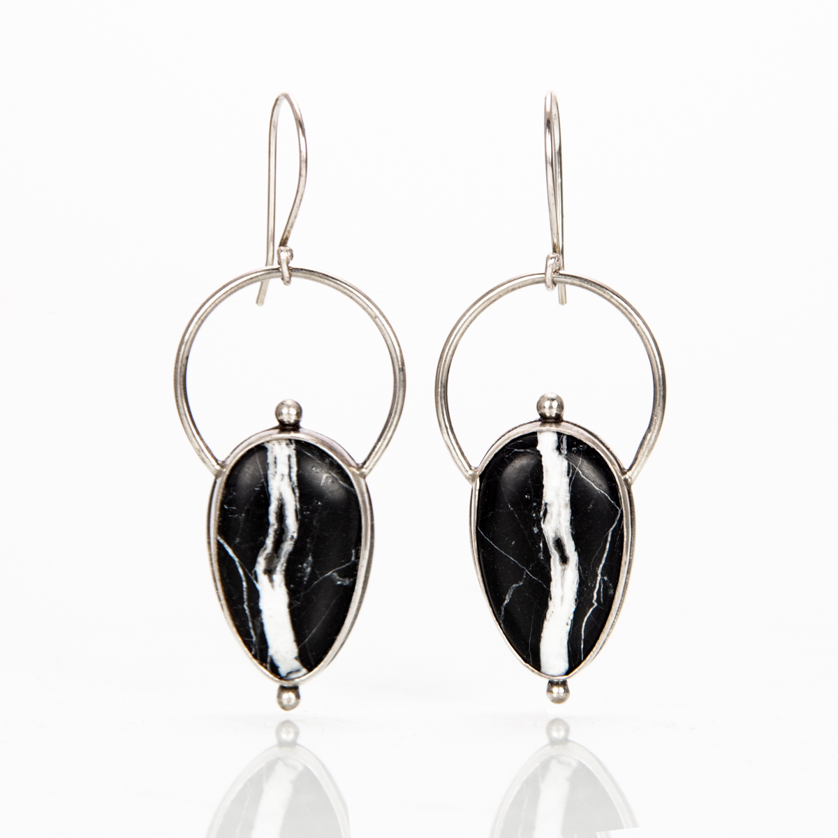 Earrings, white buffalo turquoise, Maddy Rose Anderson