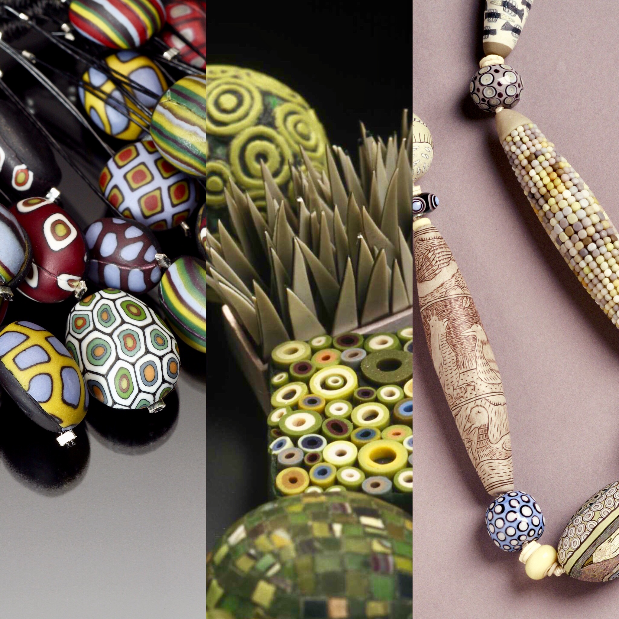 Polymer clay jewelry by Cynthia Toops