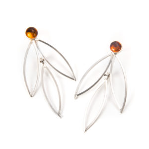 handmade silver amber earrings