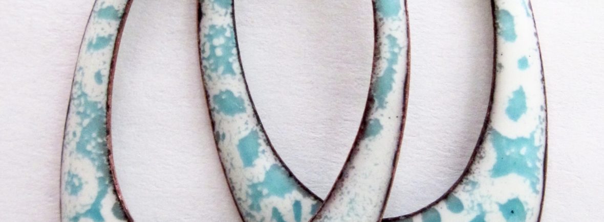 Enamel earrings, student work, Kiln Fire Enameling Basics I