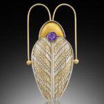 Beetle pin, woven metal, Jeanie Pratt